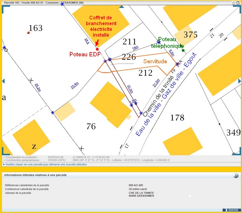 Terrain à vendre à Gérardmer - Position des réseaux